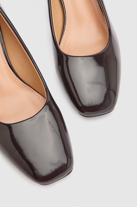 Bonita Faux Patent Leather Medium Block Heel Court Shoes - Image 3