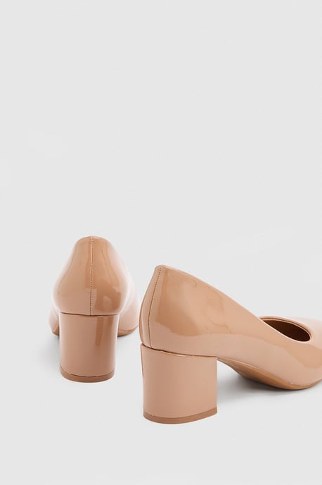 Bonita Faux Patent Leather Medium Block Heel Court Shoes - Image 2