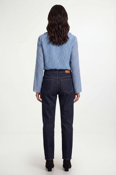 Burnout Ruffle Detail V Neck Blouse - Image 2