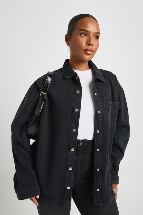 Plus Oversized Denim Shirt - Image 1