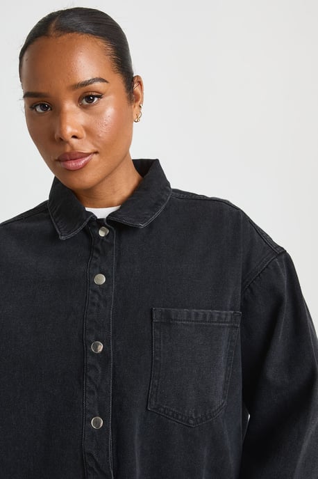 Plus Oversized Denim Shirt - Image 4