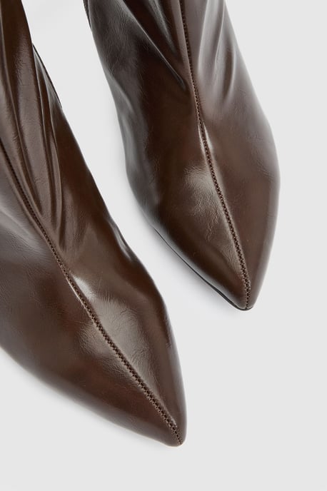 Amelia Faux Leather High Stiletto Heel High Leg Boots - Image 3