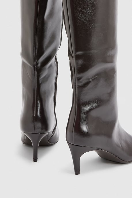 Trixie Faux Leather Medium Stiletto Heel High Leg Boots - Image 2
