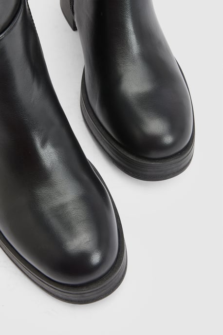 Sealia Faux Leather Medium Block Heel High Leg Boots - Image 3