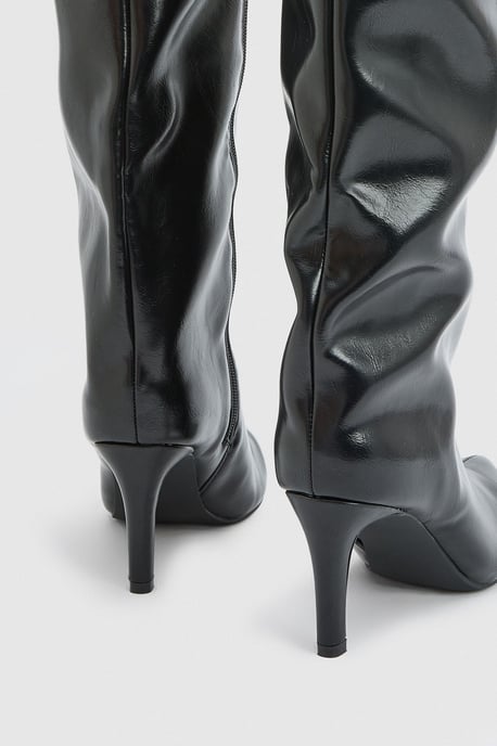 Amelia Faux Leather High Stiletto Heel High Leg Boots - Image 2