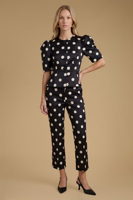Matte Satin Polka Dot Tailored Trouser - Image 1