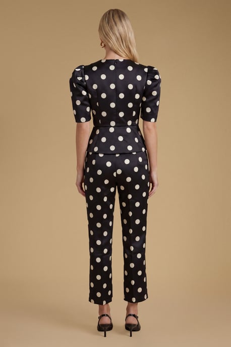 Matte Satin Polka Dot Tailored Trouser - Image 2