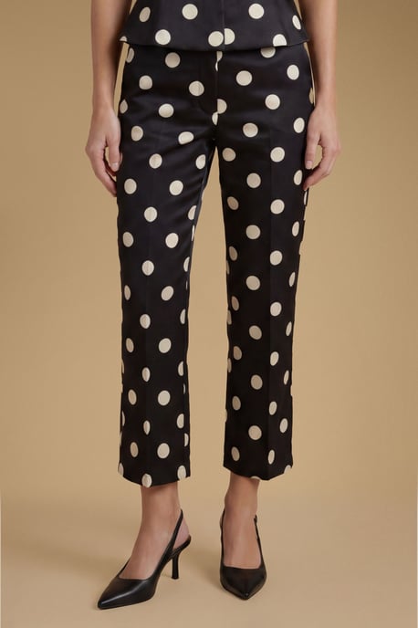 Matte Satin Polka Dot Tailored Trouser - Image 3