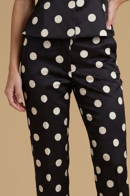 Matte Satin Polka Dot Tailored Trouser - Image 4