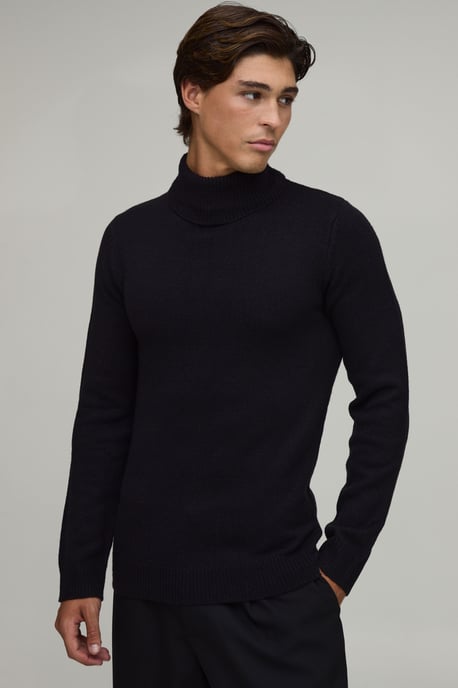 Muscle Fit Roll Neck Knitted Jumper - Image 1