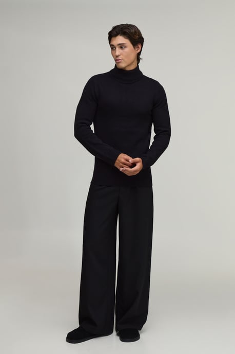 Muscle Fit Roll Neck Knitted Jumper - Image 4