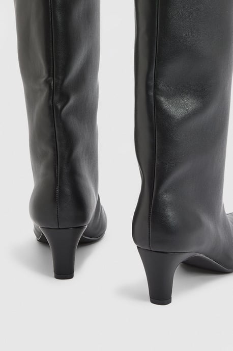 Kitten Heel Pull On Column Boots - Image 4