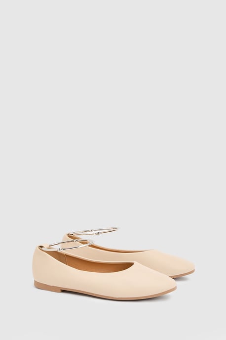 Kristen Faux Leather Super Padded Flexi Sole Almond Toe Ballet Pumps - Image 1