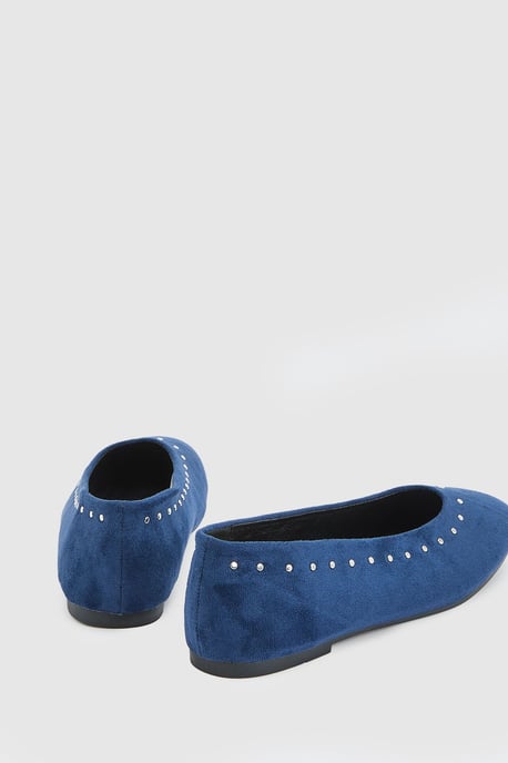Alex Faux Suede Super Padded Flexi Sole Studded Ballet Pumps - Image 2