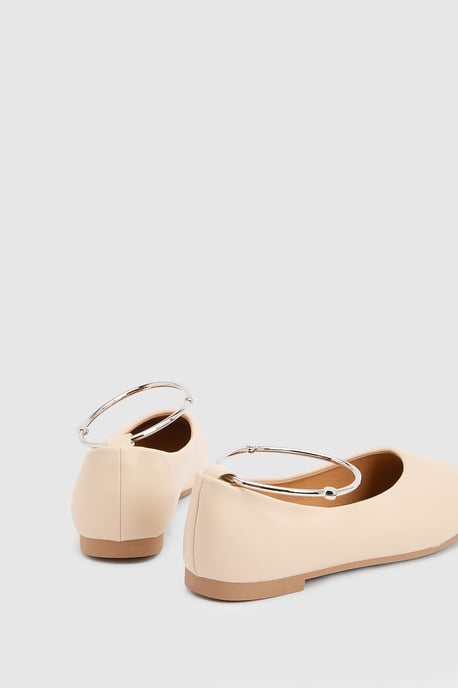 Kristen Faux Leather Super Padded Flexi Sole Almond Toe Ballet Pumps - Image 2