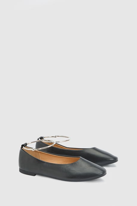 Kristen Faux Leather Super Padded Flexi Sole Almond Toe Ballet Pumps - Image 1