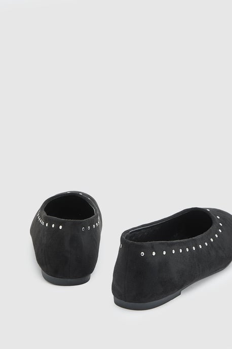 Alex Faux Suede Super Padded Flexi Sole Studded Ballet Pumps - Image 2