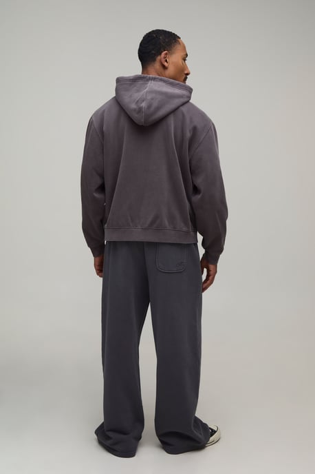 Oversized Boxy Dragon Washed Zip Through Hoodie - Image 2
