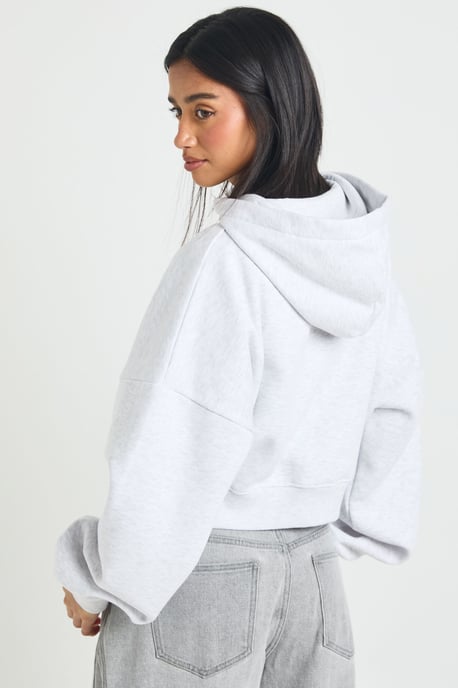 Petite Boxy Balloon Sleeve Oversized Zip Through Hoodie - Image 2