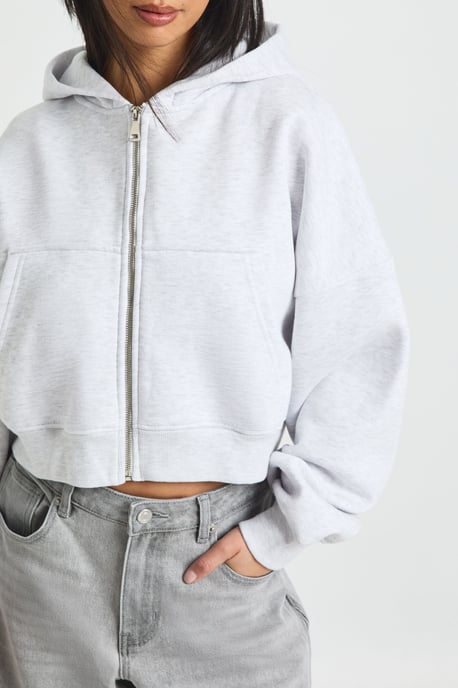 Petite Boxy Balloon Sleeve Oversized Zip Through Hoodie - Image 4