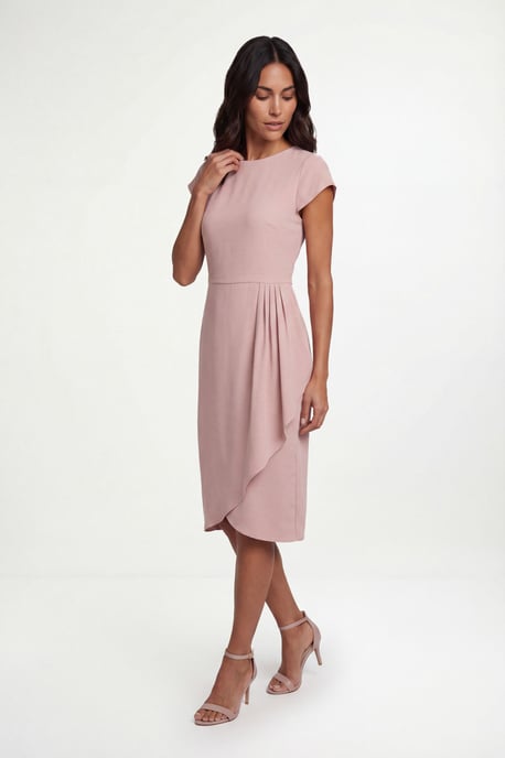 Crepe Cowl Wrap Midi Dress - Image 1