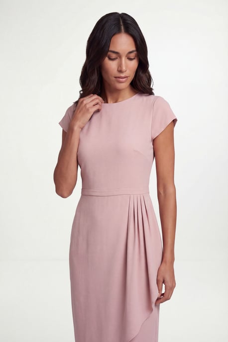 Crepe Cowl Wrap Midi Dress - Image 4