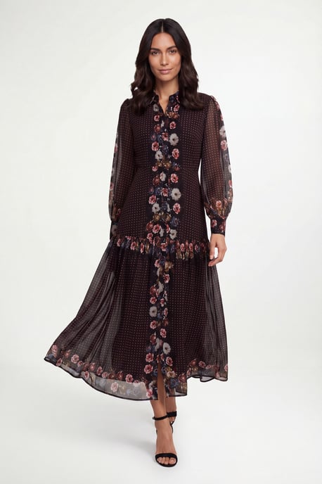 Floral Tiered Shirt Maxi Dress - Image 1