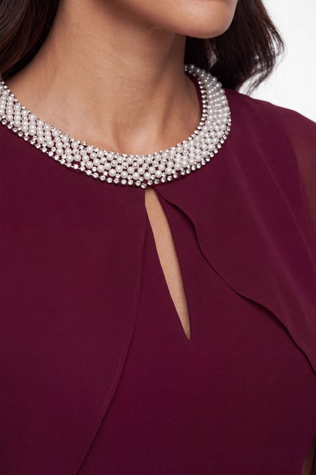 Embellished Cape Maxi Dress - Image 3