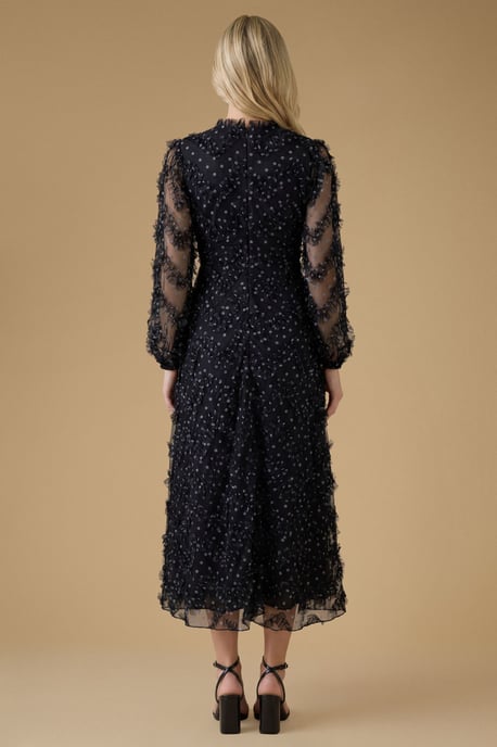 Long Sleeve Printed Mesh Midi Dress - Image 2