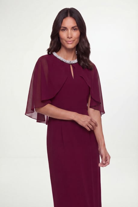 Embellished Cape Maxi Dress - Image 4