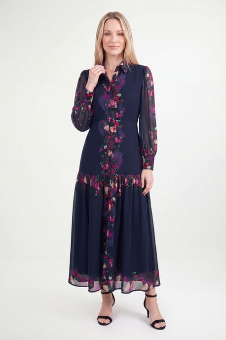 Petite Floral Tiered Shirt Maxi Dress - Image 1