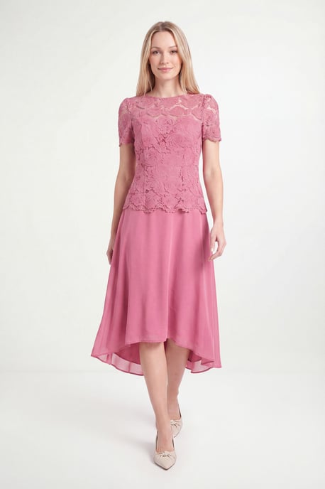 Petite Lace Overlay Midi Dress - Image 1