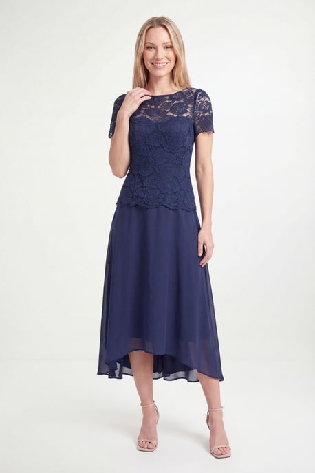 Petite Lace Overlay Midi Dress - Image 1