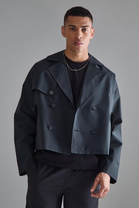 Cropped Double Breasted Trench Coat - Image 1