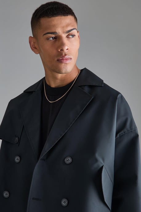 Cropped Double Breasted Trench Coat - Image 3