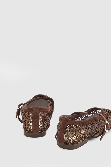 Faith: Shelly Faux Leather Netted Rhinestone Ballet Flats - Image 2