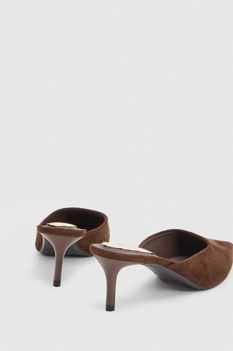 Becky Faux Suede Pointed Toe Medium Stiletto Heel Mules - Image 2