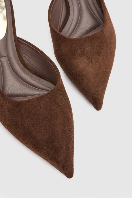 Becky Faux Suede Pointed Toe Medium Stiletto Heel Mules - Image 3