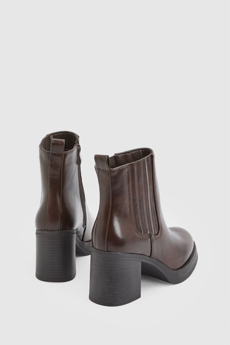 Lauren Faux Leather High Block Heel Ankle Boots - Image 2