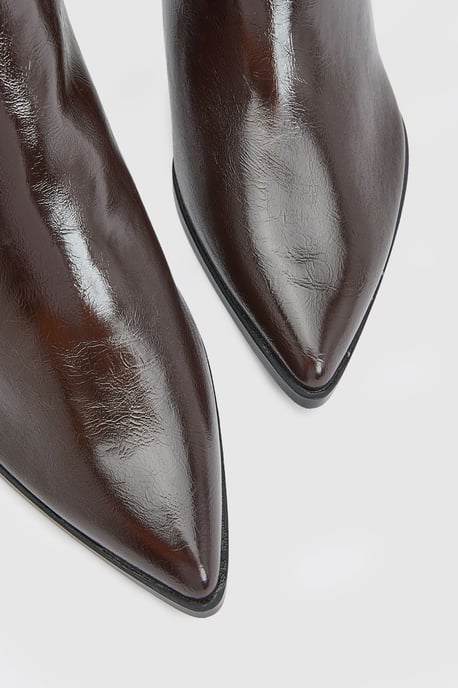 Harvie Faux Leather Low Stiletto Heel Ankle Boots - Image 3