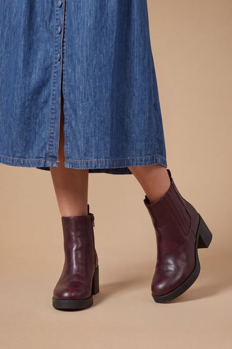 Lauren Faux Leather High Block Heel Ankle Boots - Image 2
