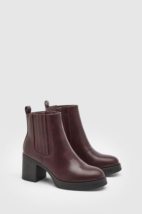 Lauren Faux Leather High Block Heel Ankle Boots - Image 3