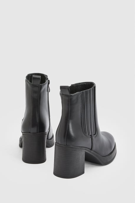 Lauren Faux Leather High Block Heel Ankle Boots - Image 2