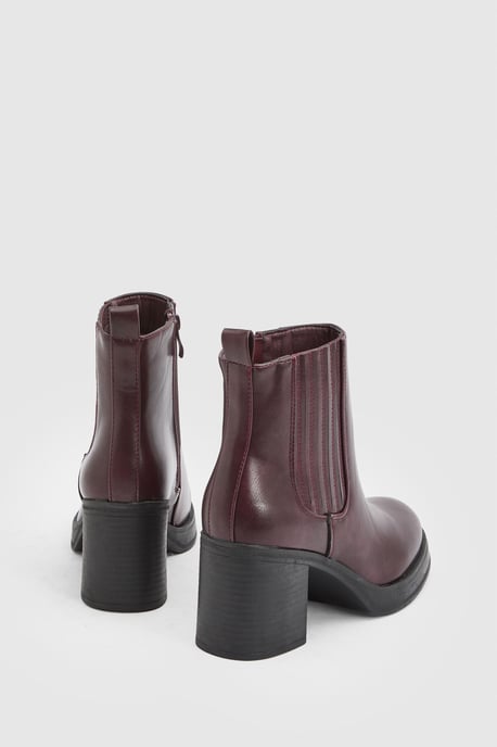 Lauren Faux Leather High Block Heel Ankle Boots - Image 4
