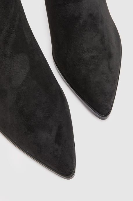 Harvie Faux Suede Low Stiletto Heel Ankle Boots - Image 3