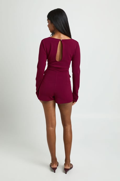 Slash Neck Gold Trim Waist Detail Playsuit - Image 2