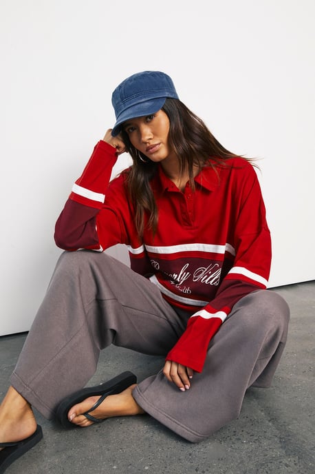 Beverly Hills Graphic Oversized Rugby Top - Image 3
