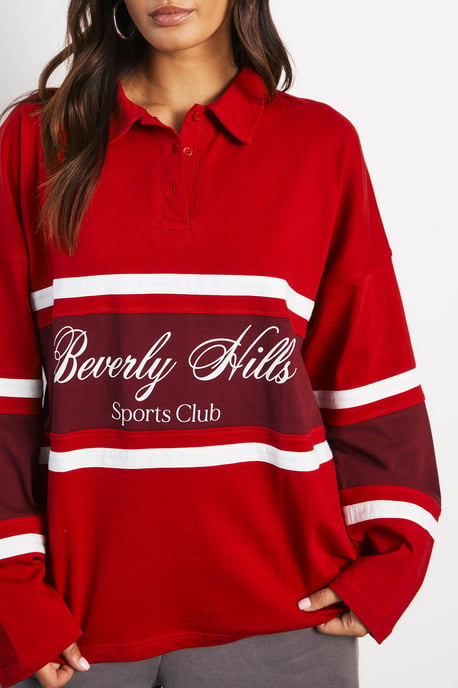 Beverly Hills Graphic Oversized Rugby Top - Image 4