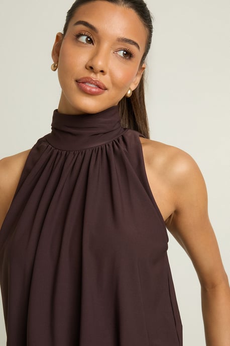 High Neck Sleeveless Bubble Hem Top - Image 4