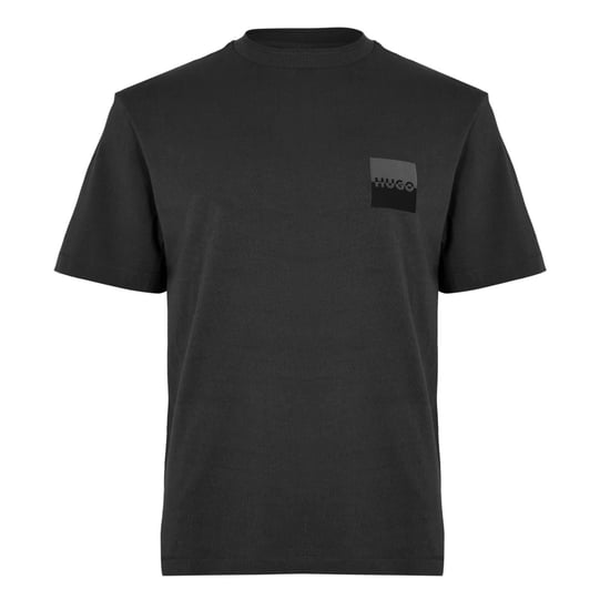 Men's Hugo Crew Neck Ribbed Collar Short Sleeve T-Shirt in Black - Image 1